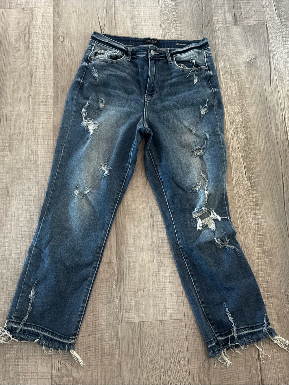 Judy Blue Faded Blue Ripped Boyfriend Jeans